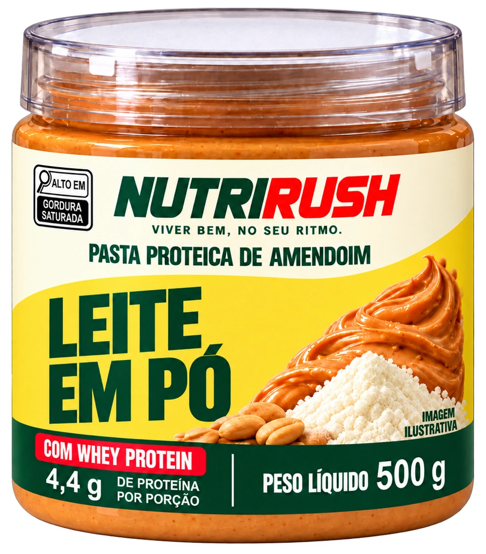 Pasta de amendoim com whey Leite em Pó, 500 g